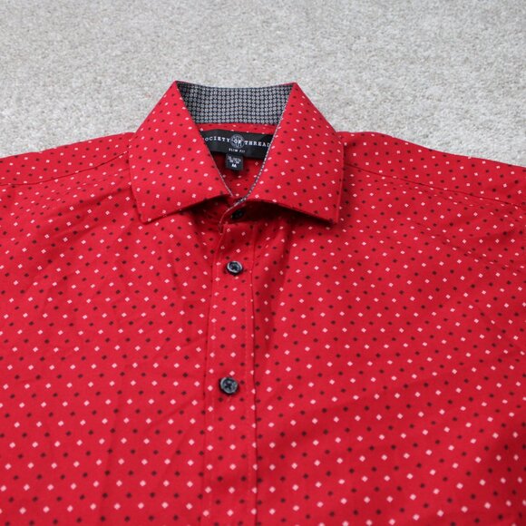 Society of Threads Shirt Men 15-15 1/2, 33/34 Medium Red Flip Cuff Slim Fit L/S - Picture 5 of 12